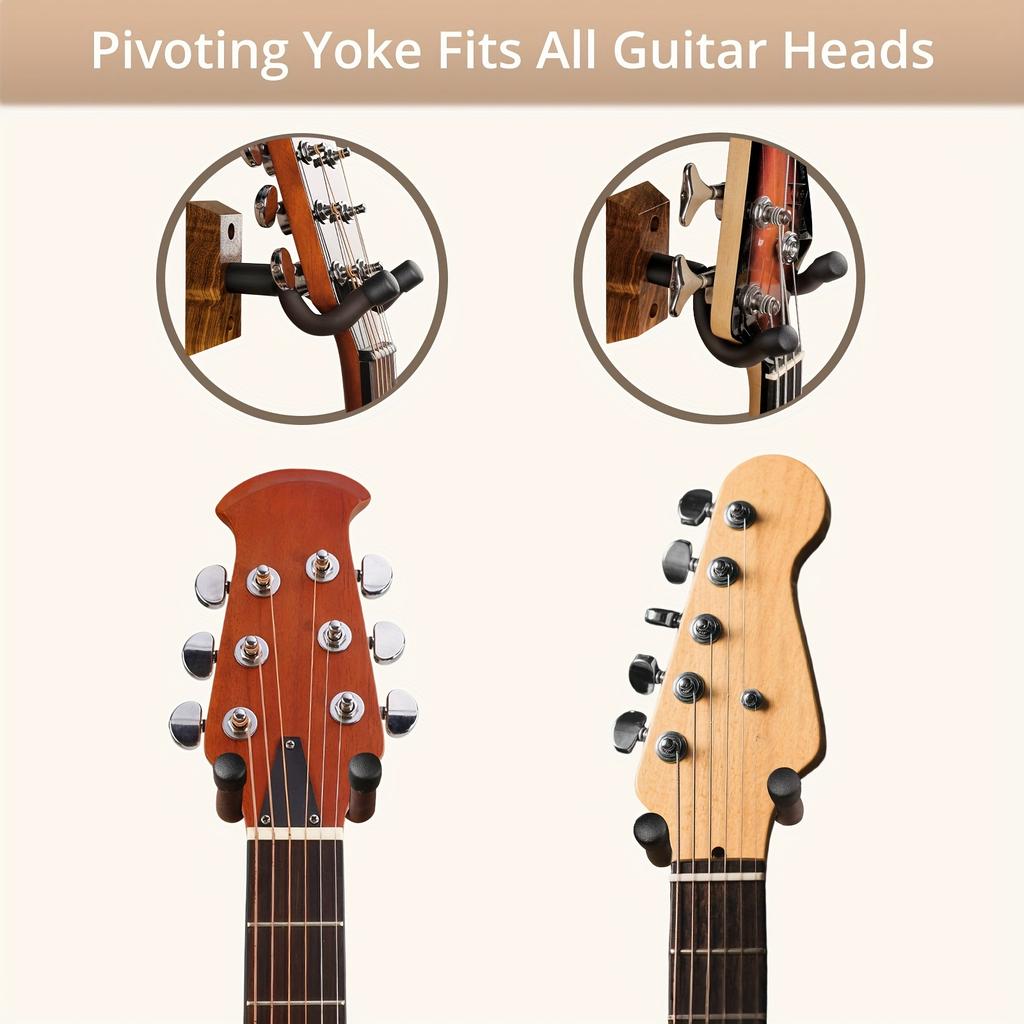 1pc Guitar Wall Mount, Guitar Hanger with Rotating Hooks, Suitable for All Sizes of Guitars, Zebra Wood Guitar Wall Stand