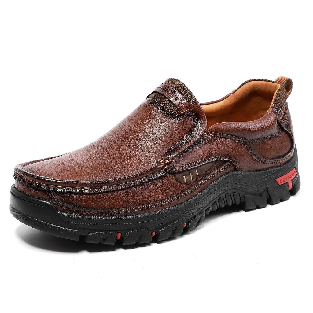 2026 Men's Non-slip Durable Leather Slip-on, Thick Sole Outdoor Work Shoes