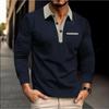Men's Polo Shirt Button Solid Color Casual Long Sleeved T-shirt