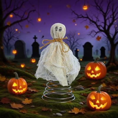 Halloween Ghost Tree Topper Spooky Small Gauze Ghost Christmas Treetop Ornaments for Halloween