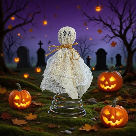 Halloween Ghost Tree Topper Spooky Small Gauze Ghost Christmas Treetop Ornaments for Halloween Party Home Decor