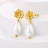 Pearl Sweet Gold-colored Earrings for Women Girls Trendy Fashion Jewelry High Quality Dainty Elegant Gift