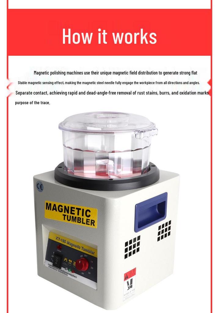 KT-185 Magnetic Polisher: Rust Removal Grinder for Gold, Silver, and Metal Jewelry