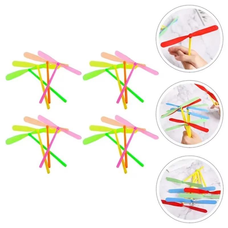 10/20pcs Novelty Plastic Bamboo Dragonfly Propeller Outdoor Classic Toy Kid Gift RotatingFlying Arrow Multicolor Random Color