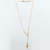 Eight-Pointed Star Clavicle Necklace with Rhinestone Tassel and Cross Pendant in Stainless Steel