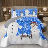 Copriletto Buon Natale, Set Copriletto Pupazzo di Neve Kawaii Queen/Full per Camera da Letto Bambini Ragazzi Ragazze, Set Piumino Tema Natale Cartone Animato