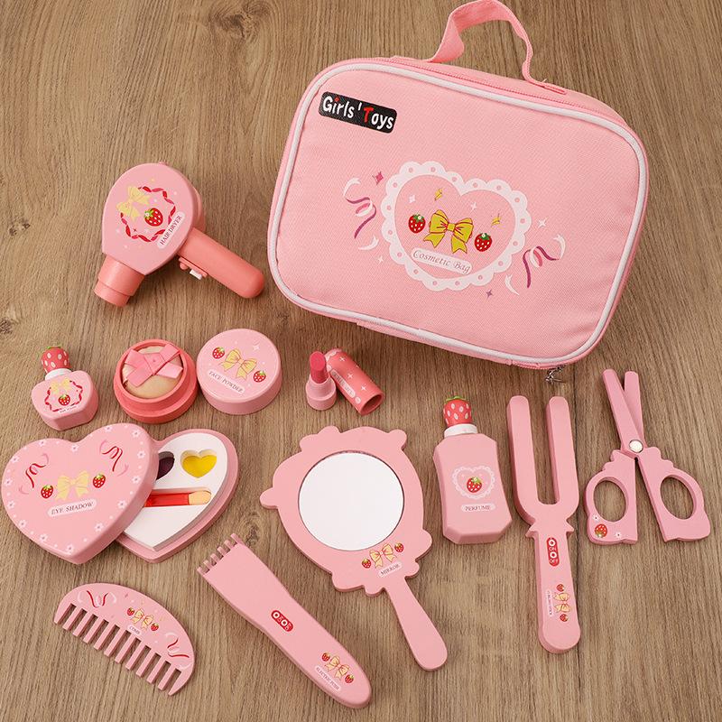 Wooden Children'S Dresser Makeup Toy Simulation Play House Girl Princess Birthday Gift Set Cosmetics