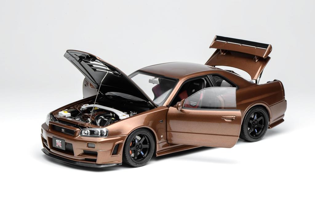 FREESTYLE MOTORHELIX Scale Nissan Skyline CUSTOMIZED VERSION Metal Bronze Finished Product M83414 1/18 GT-R (R34)