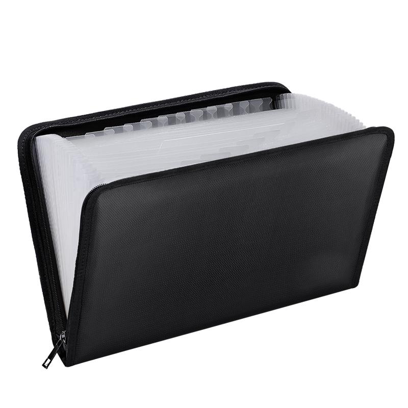 US Fireproof Zipper Wallet with 24 Transparent Fiberglass Pockets and Accordion Design for Filing