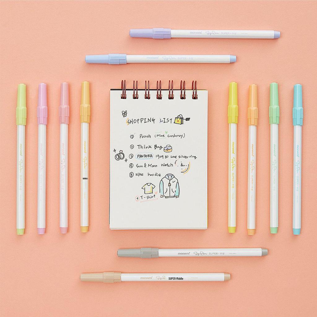 Korea Monami 12-Color Water-Based Sign Pen Set for Writing & Coloring
