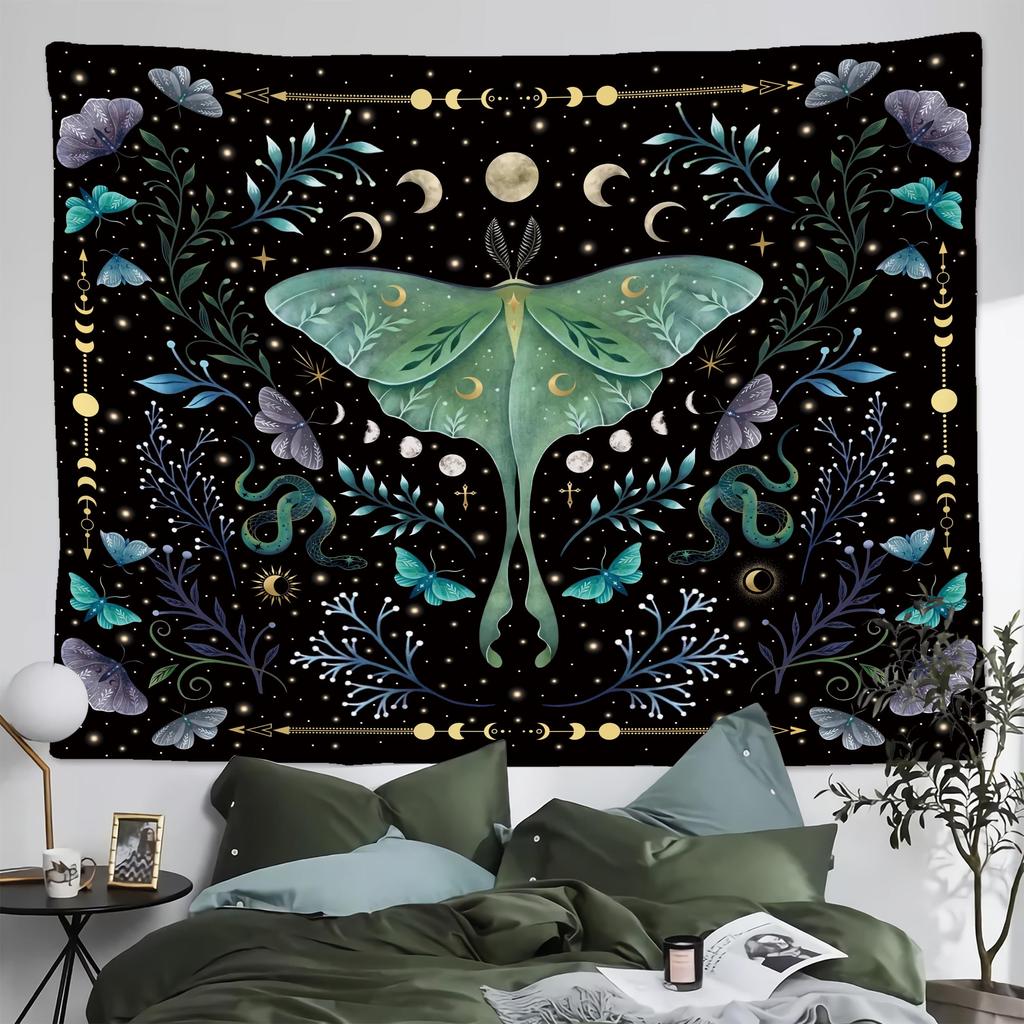 Tree Of Life Tapestry Wall Hanging Moon Phase Snake Tapestries Trippy Bohemia Hippie Mushroom Moth Floral For Living Room Bedroo