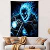 "Flaming Skull Rider on Motorcycle" Patterned Tapestry Decorative Wall Hanging, Home Bedroom Living Room Decor
