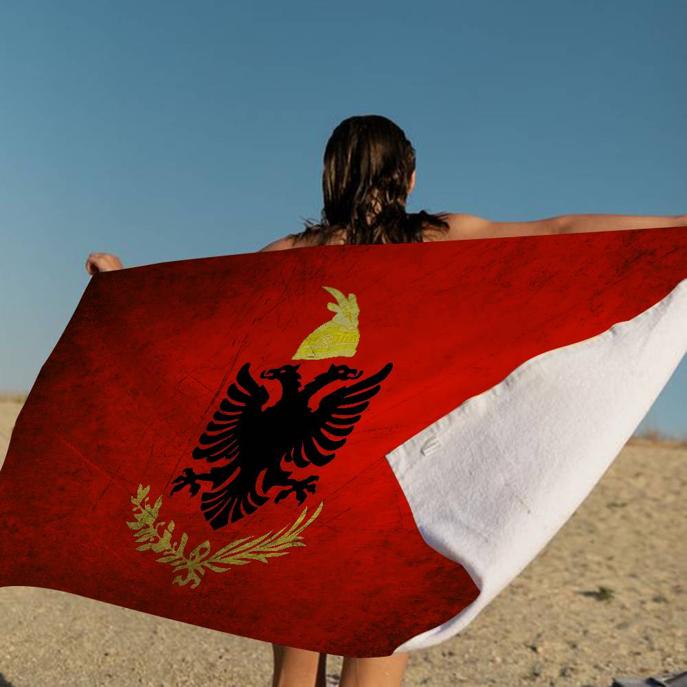 A-Albanien Flagga Mikrofiber Strandhandduk Absorberande Snabbtorkande Mjuk Yoga Simning Resort Bergsklättring Handduk