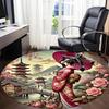 1PCGeisha Blossoms Office Round Area Rug,  Mat Suitable For Office, Under Office Chairs Bedroom Living Room Home Decor, Room Deco