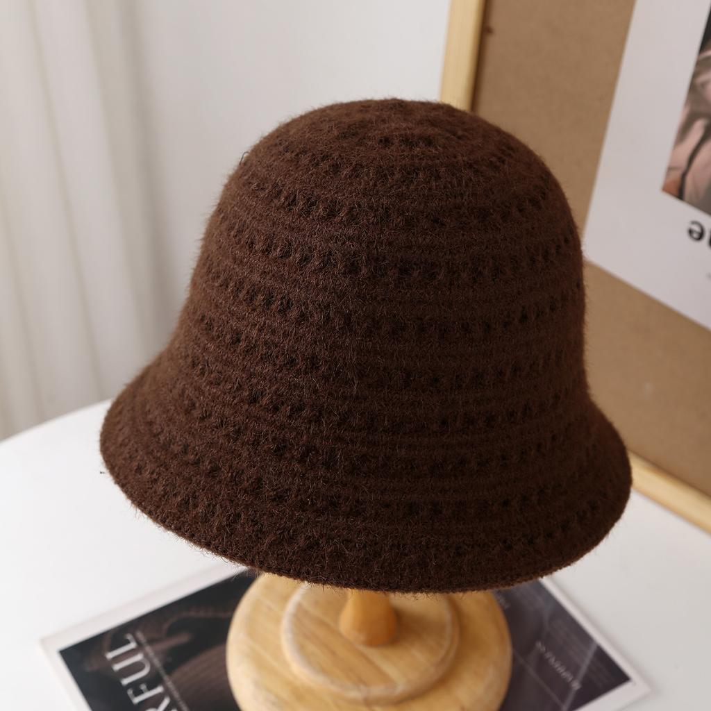 Winter Knit Bucket Hat For Women Thickened Solid Dome Fisherman Cap Cold-Proof Hat, Vintage Warm Keep Winter Fashion Accessory