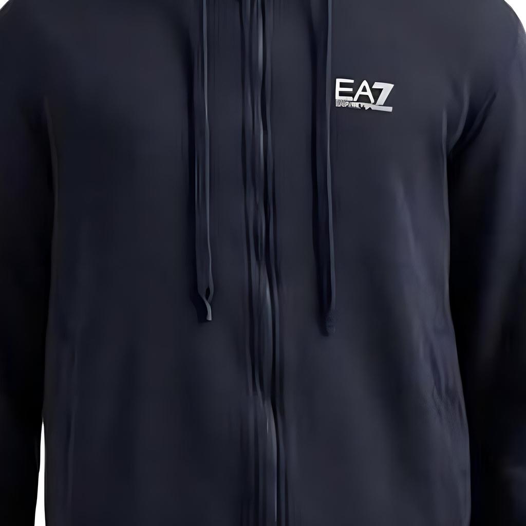 Emporio Armani Ea Fw24 Solid Color Drawstring Hooded Logo Print Cardigan Long Sleeve Sweatshirt Men Sweatshirt Navy-Blue 8NPM38-PJVTZ-1562