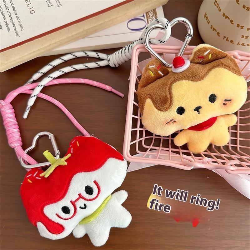 Creative Cute Squeaky Tomato Cat Plush Doll Toys Love Buckle Keychain Pendant Lanyard Bag Charms Backpack Ornaments Gift Keyring