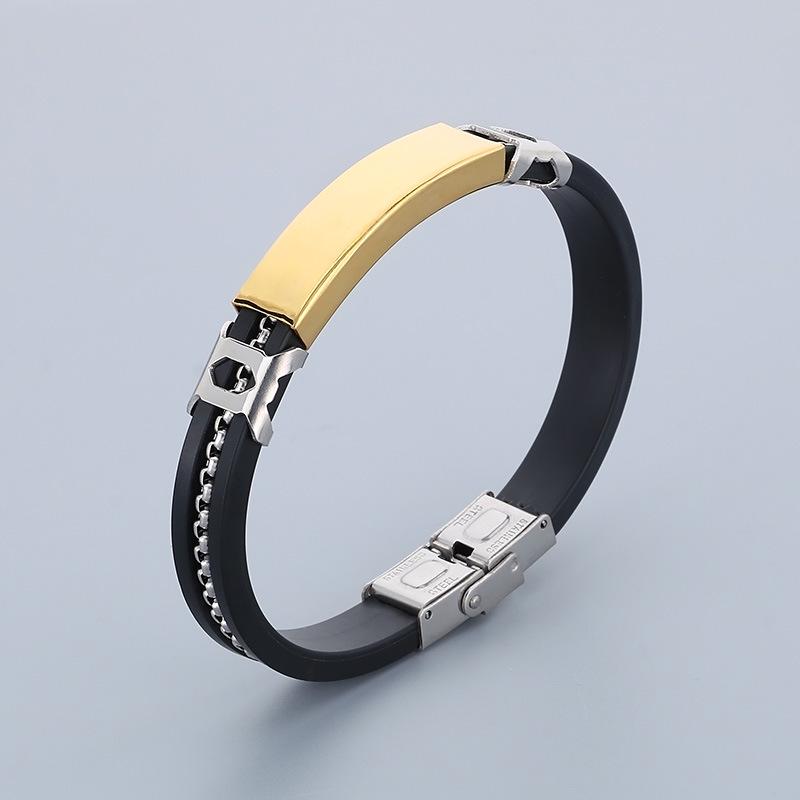 Haoyi Men's Adjustable Silicone Titanium Steel Bracelet in European & American Fashion