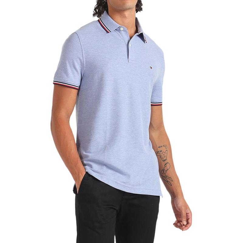 Tommy Hilfiger Fashion Casual Business Commuter Old Money Style Tennis Golf Short Sleeve Polo Shirt Men Tops Blue 78E9891-478