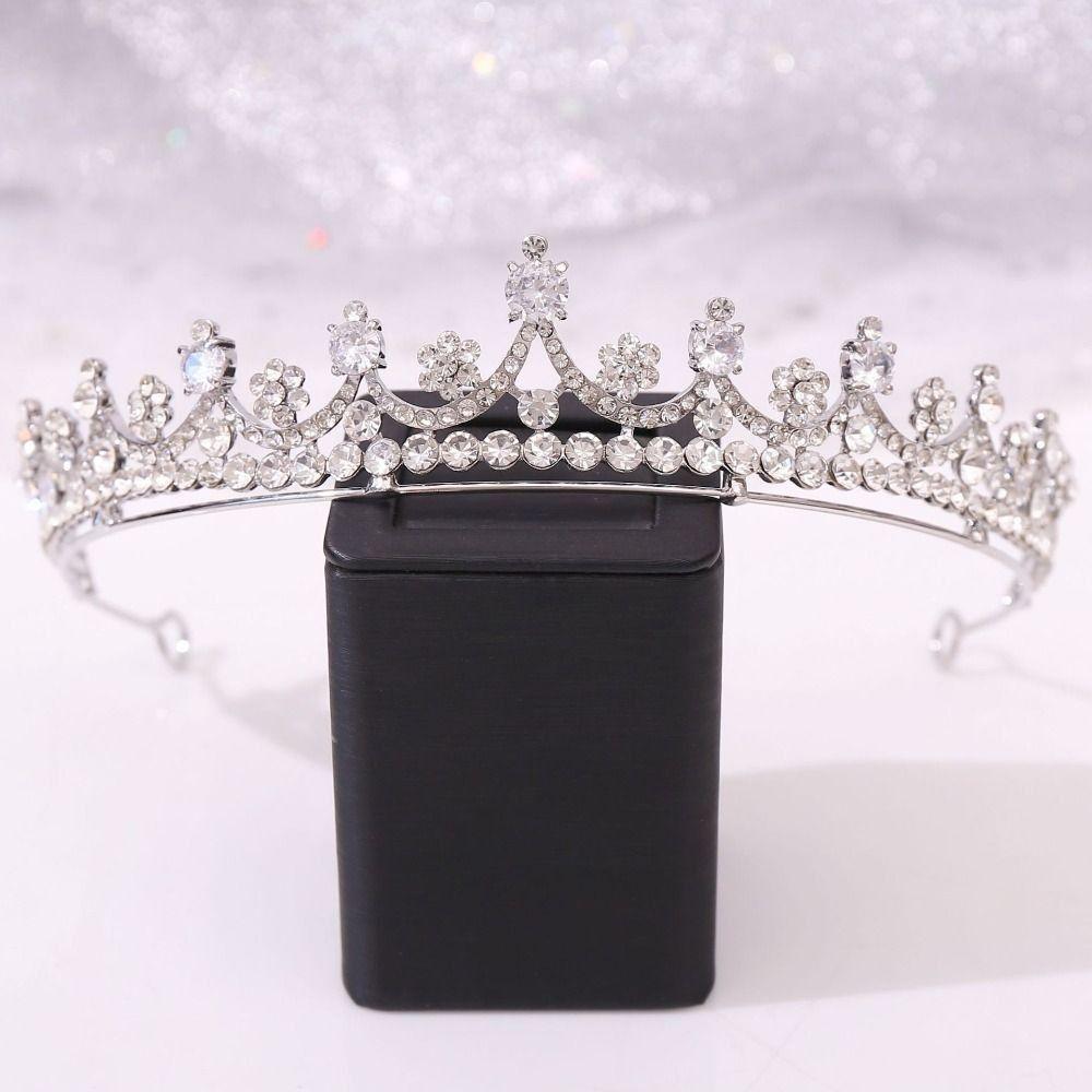Zircon Crystal Bridal Crown Shiny Princess Tiara Wedding Hair Jewelry  Hair Jewelry Accessories