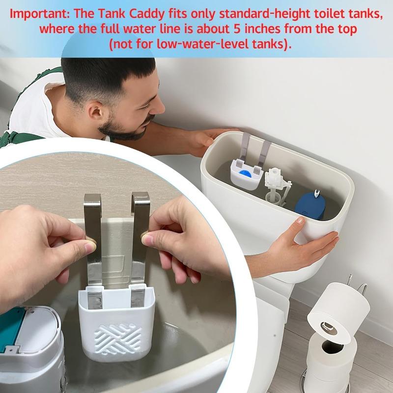 1Pcs Toilet Tank Cleaning Tablet Holder, 3.7'' X 2.9'' X 0.7'' Toilet Tank Bleach Tablet Bracket, Hanging Toilets Bowl Cleaner C