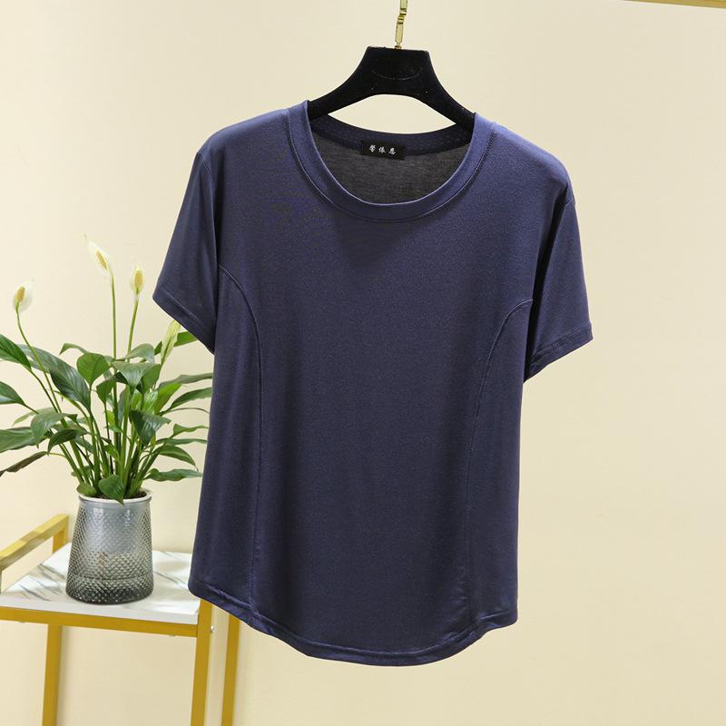

Женская футболка из модала с коротким рукавом - модная, универсальная, стройнящая летняя блузка XXL