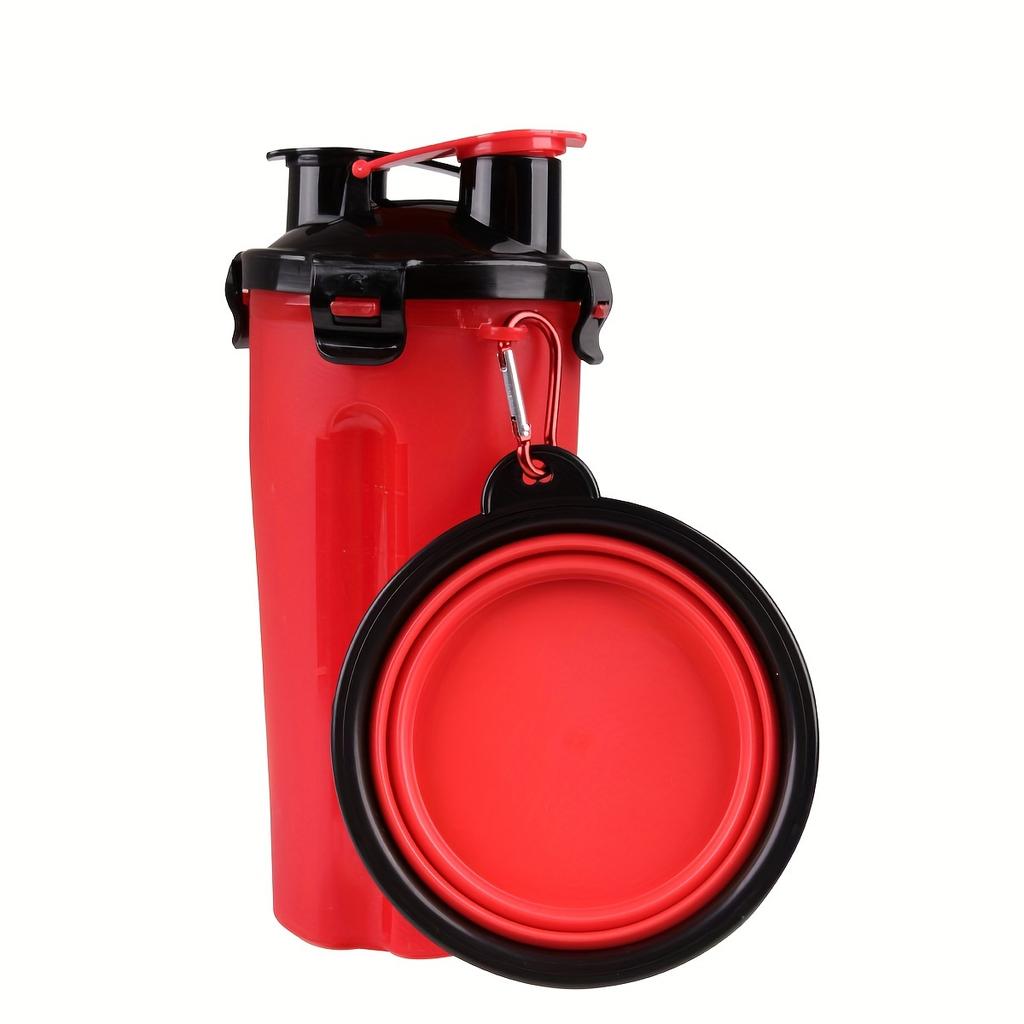 Portable 2 In 1 Pet Water Bottle With Food Container, Leak Proof Dog Water Bottle With 2pcs Collapsible Feeder Bowl For Outdoor