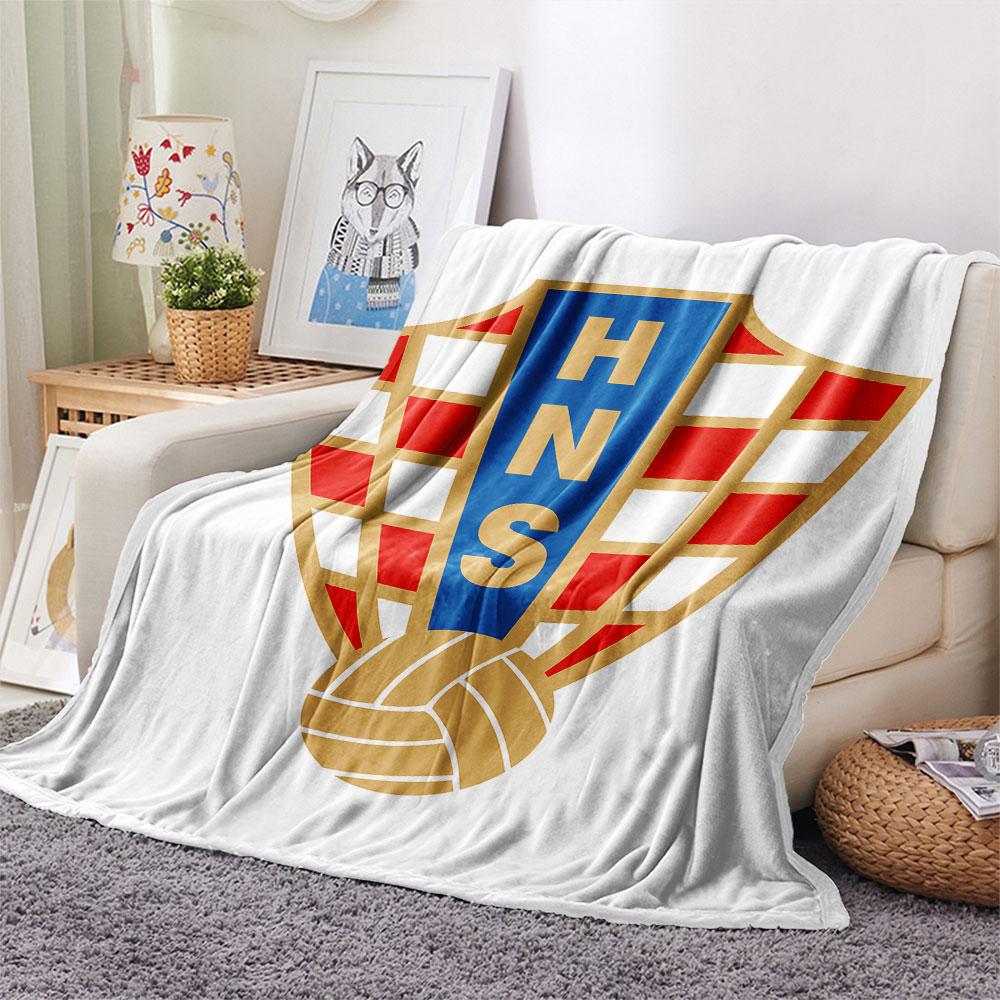 Kroatien Fußball Aufgedruckte Flanelldecke, weicher Überwurf für Schlafzimmer Sofa, waschbar, Fußballfan Artikel, tolles Geschenk.