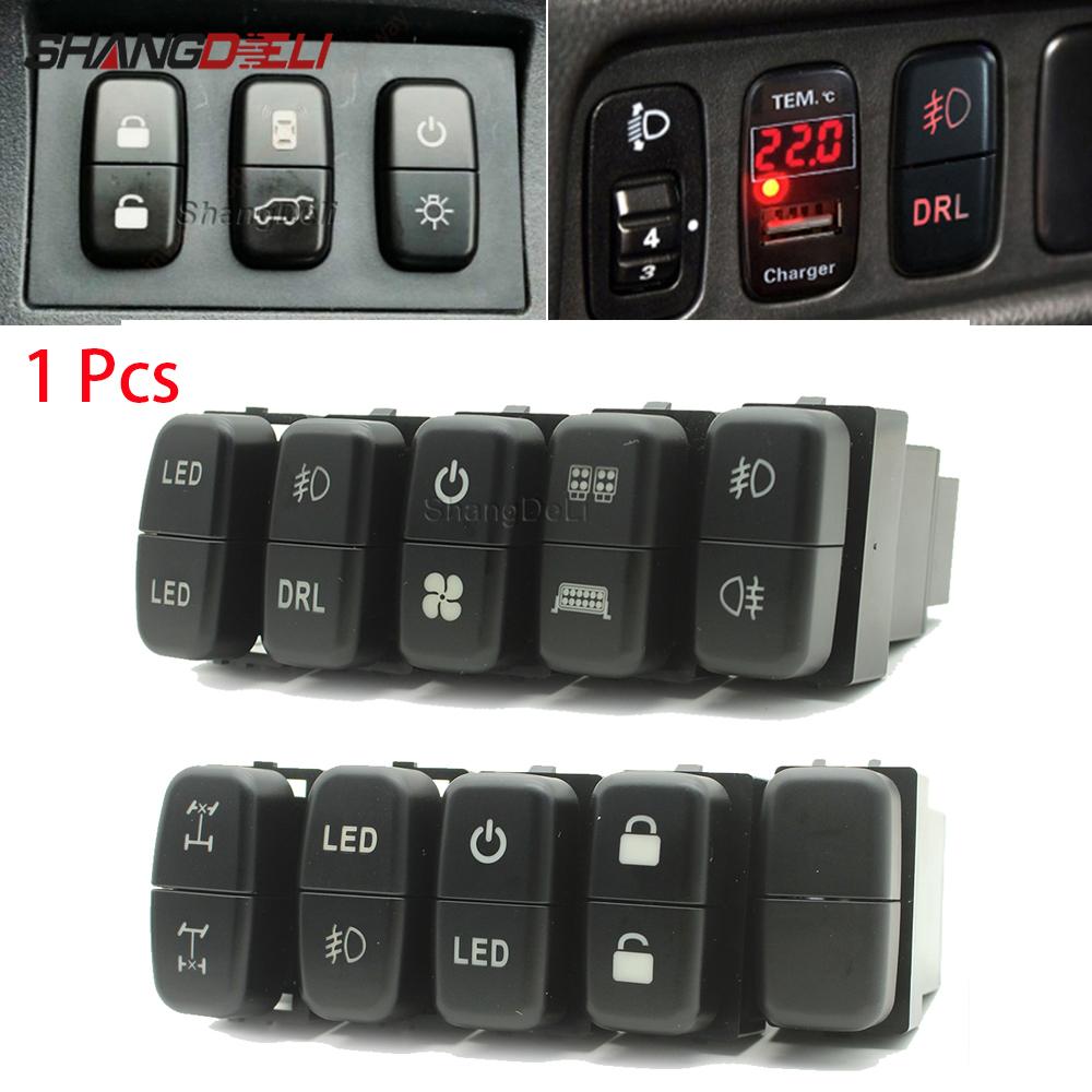 1Pcs RED LED Dual Key Switch Fog Light Daytime Running DRL Light Button For Mitsubishi Pajero V73 V93 Lancer Outlander ASX L200