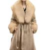 Autumn and Winter Imitation Mink Coat Fur Coat Women's Long Fur Coat Imitation Fox Fur Collar Large Size Cotton Clothes