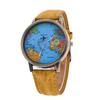 Fashion Retro Belt Quartz Watch Airplane Second Hand Map Watch Unisex