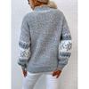 Damen Strickwaren Herbst/Winter Weihnachtspullover Halbrollkragen Schneeflockenpullover