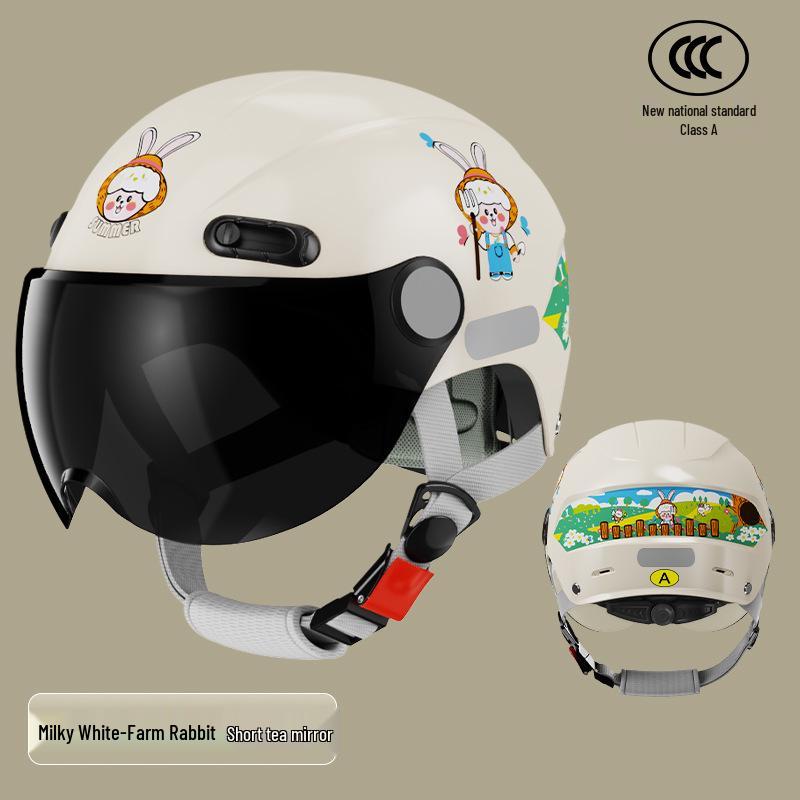 

Детский шлем для электромотоцикла с защитой от ультрафиолета, сертифицированный 3C — для всесезонного использования Cream Short Brown Mirror