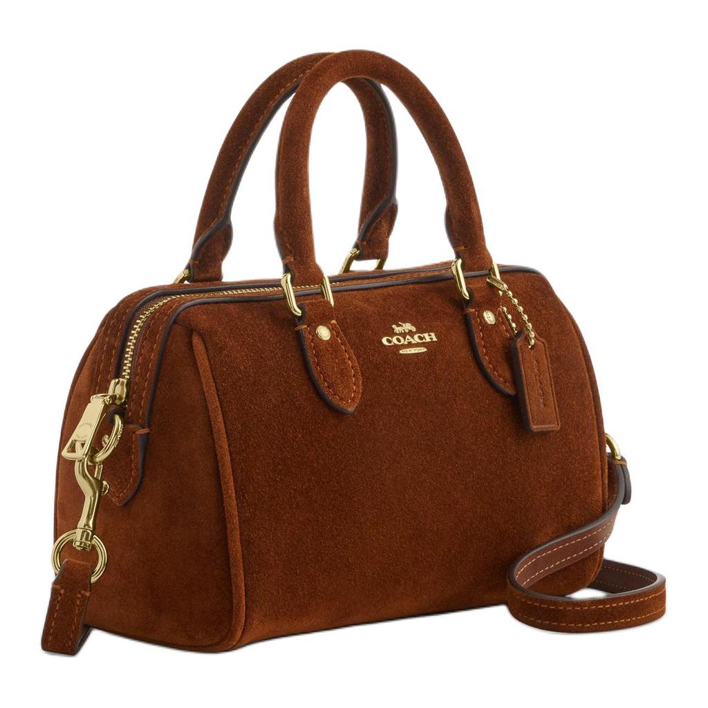 Coach Rowan 18 Classic Logo Print Suede Shoulder Crossbody Handbag Small Women Handbag Warm-Brown CEQ65-IMWBR