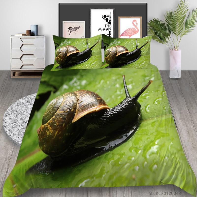 Bedding Cover Suit 2/3 Pcs Snail Home Bedclothes Unique Design Insects Quilt Covers with Pillowcase Bed Sets