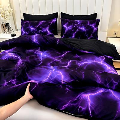 Fashion Purple Lightning Line Duvet Cover Set Residential Quarters High Definition Printing