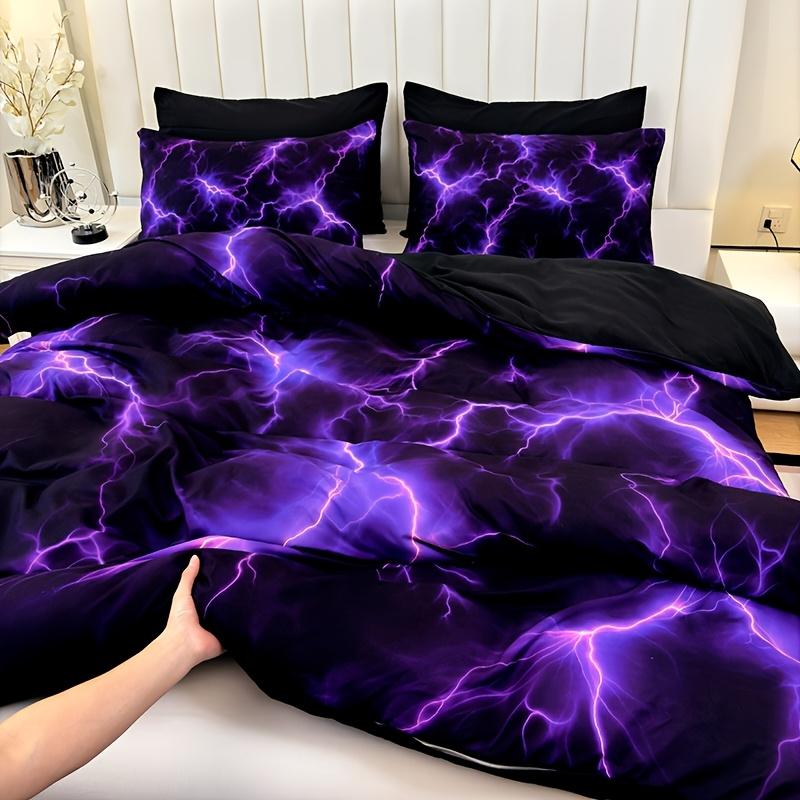 Fashion Purple Lightning Line Duvet Cover Set Residential Quarters High Definition Printing