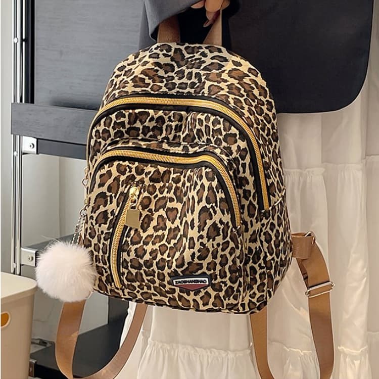 Women's Leopard Print Backpack Tote