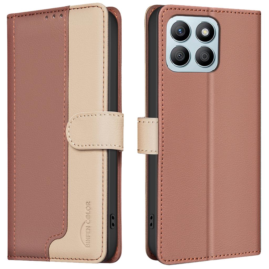 For Honor X8b 4G Leather Case Splicing Color RFID Blocking Phone Cover