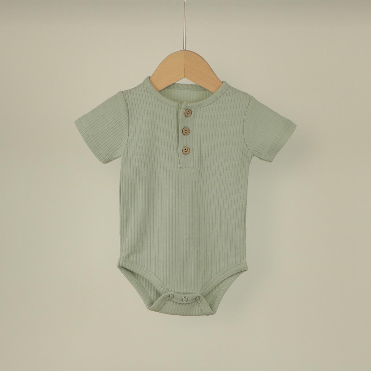 

Комбинезон с коротким рукавом в рубчик для новорожденных - Унисекс наряд на весну-осень 59 cm/3M