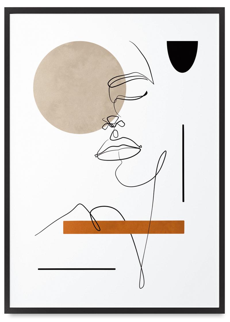 

Плакат портрет Бохо сучасна лінія в чорній рамці 21x30 cm