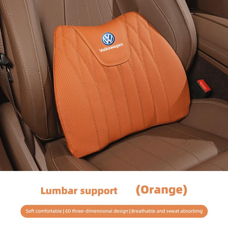 Hijk1 VW Car Leather Seat Cushion Lumbar Cushioning Soft Pad For Volkswagen Polo Golf GTI CC Tiguan Arteon Passat Jetta Touareg ID.3