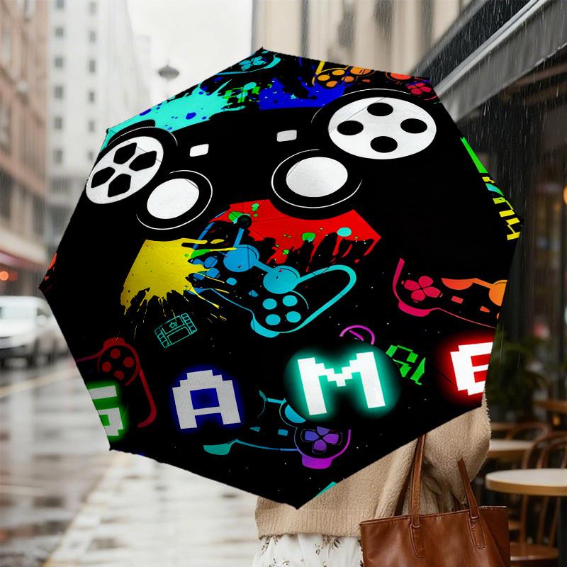 1pc Gamepad Gaming Pattern Umbrella Design Automatic Opening and Closing Umbrella, High-quality Travel Umbrella, C1128209