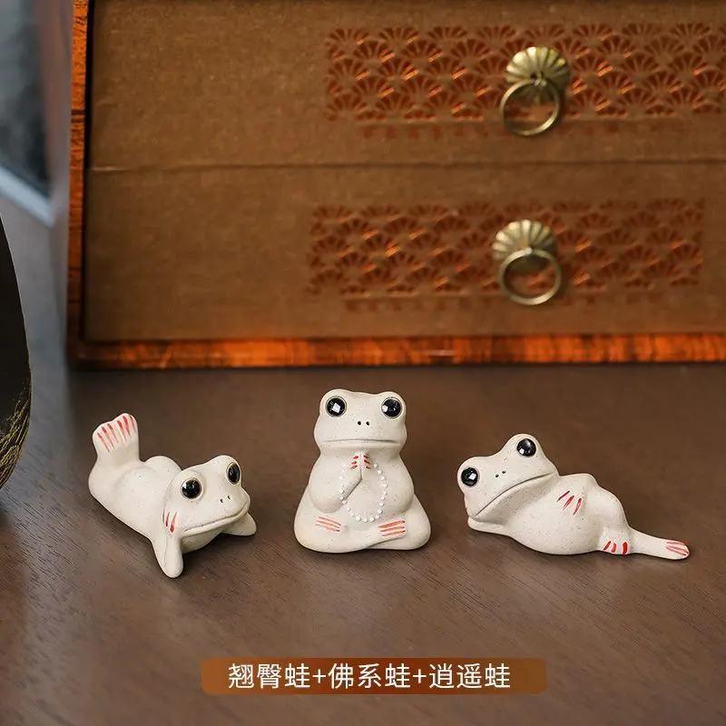 Ceramic Frog Shape Tea Pets Chinese Kung Fu Tea Desktop Decorations Ornaments Zen Lotus Teaware Ceremony Accessories