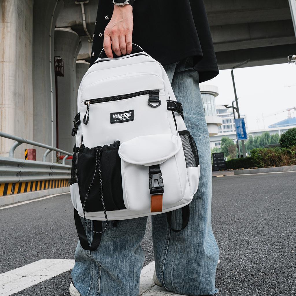 Trend Tooling Style Couple Backpack Lightweight Versatile Middle School Student School Bag Large Capacity Computer Travel Backpack