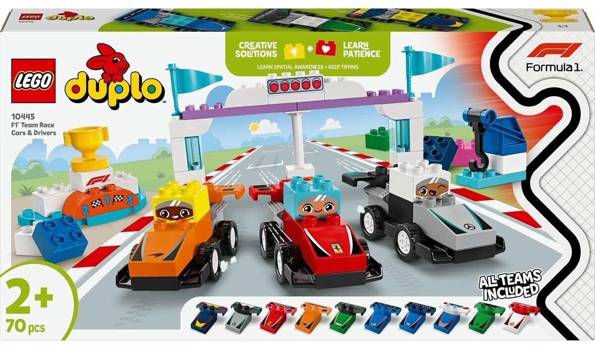 

LEGO конструктор Duplo – Машинка – Гоночный автомобиль команды F1 с гонщиками (10445)
