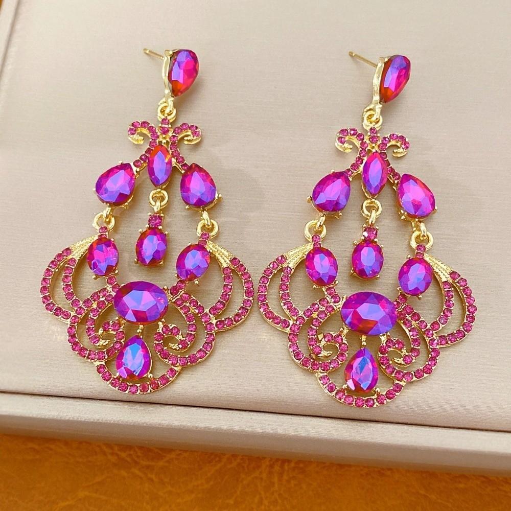 Exaggerated Rhinestone Drop Earrings Exquisite Statement Earrings  Anniversary