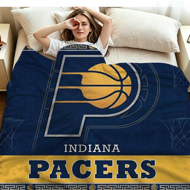 Indiana Pacers Logo Print Flannel Blanket High Quality Warm Comfortable Cover for All Seasons Perfect for Gifts Home Decor
