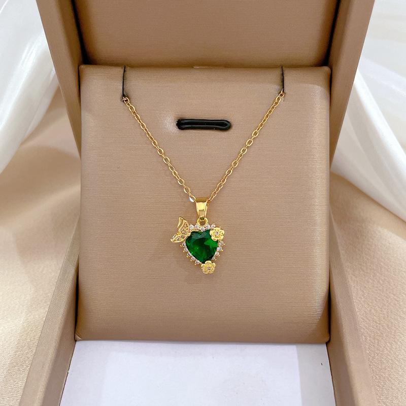 Titanium Steel Luxury Diamond Gold Micro-Inlaid Necklace for Women - Trendy Clavicle Chain