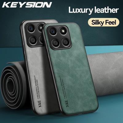KEYSION Luxuriöse Lederhülle für HONOR X8b X8A X8 5G X6, weiches Silikon + PC, stoßfeste Telefonrückseite für Huawei Honor 70 Lite 5G